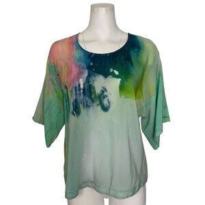 Anthropologie X The Works Of Claire Desjardines Silk Tunic Top 4 Watercolor